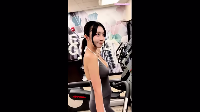Cute Chinese girl fucking her trainer after workout poster